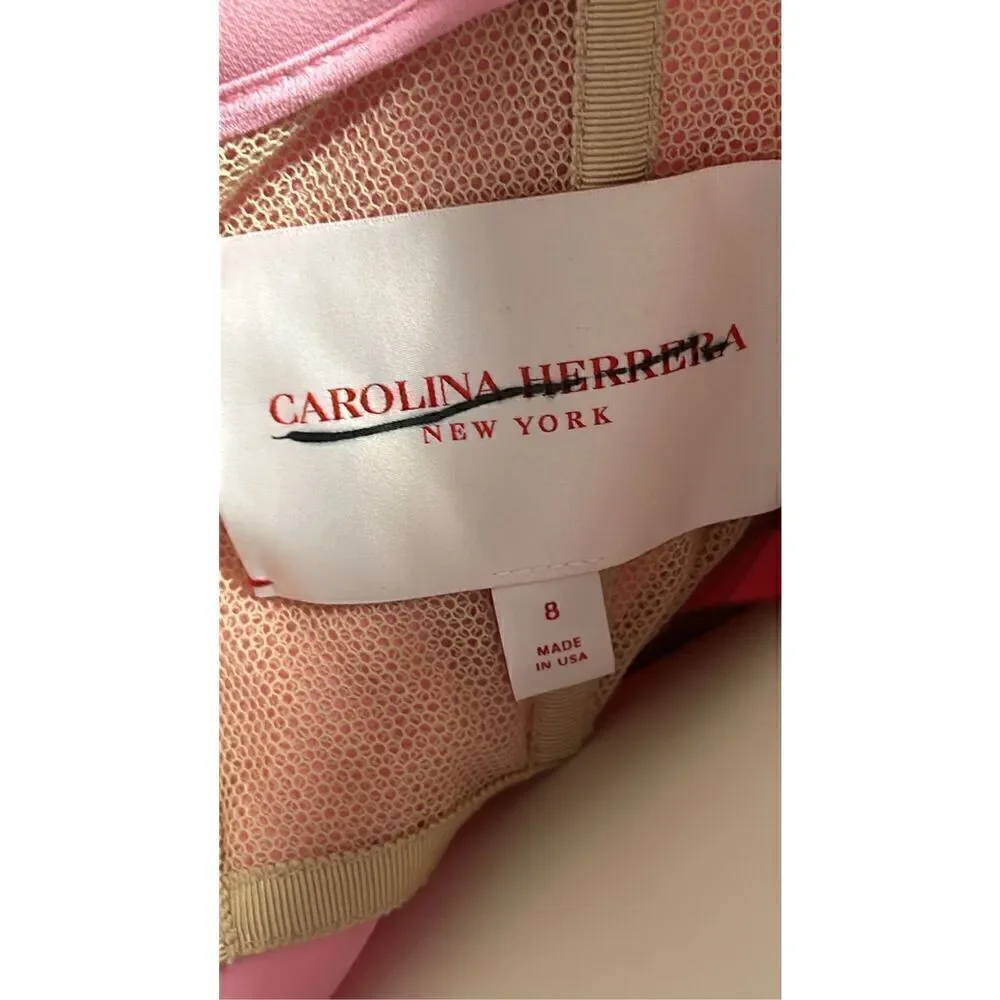 $4,490 Carolina Herrera Pink Strapless Heart Column Gown Size 8 - Picture 8 of 13